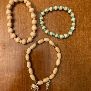 3 Natural Beaded Bracelets